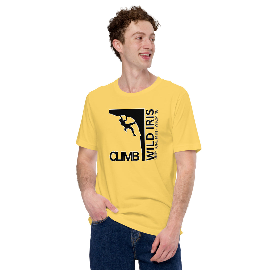 "Climb Wild Iris" Male Climber Unisex t-shirt