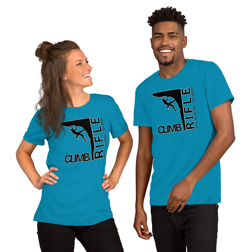 "Climb Rifle" Male Climber Unisex T-Shirt