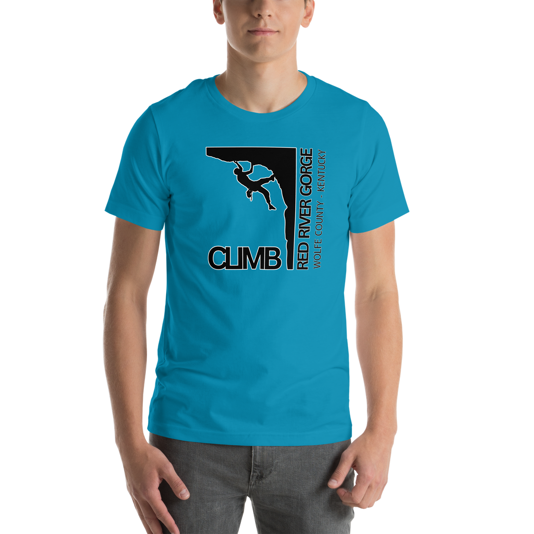 "Climb Red River Gorge" Male Climber Unisex t-shirt