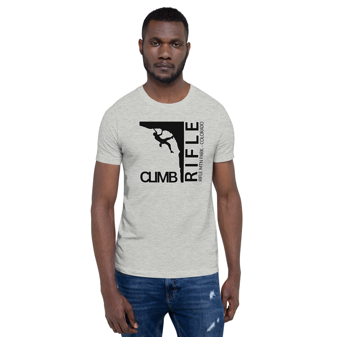 "Climb Rifle" Male Climber Unisex T-Shirt