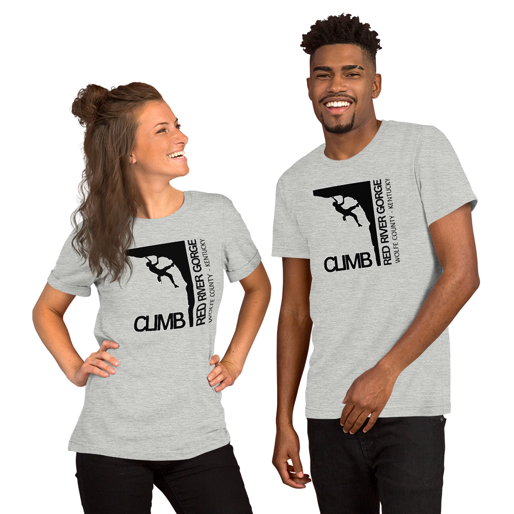 "Climb Red River Gorge" Male Climber Unisex t-shirt