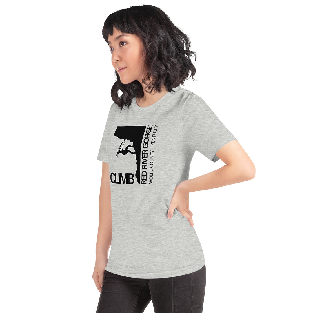 "Climb Red River Gorge" Female Climber Unisex t-shirt