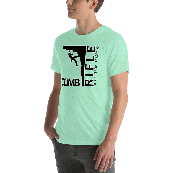 "Climb Rifle" Male Climber Unisex T-Shirt