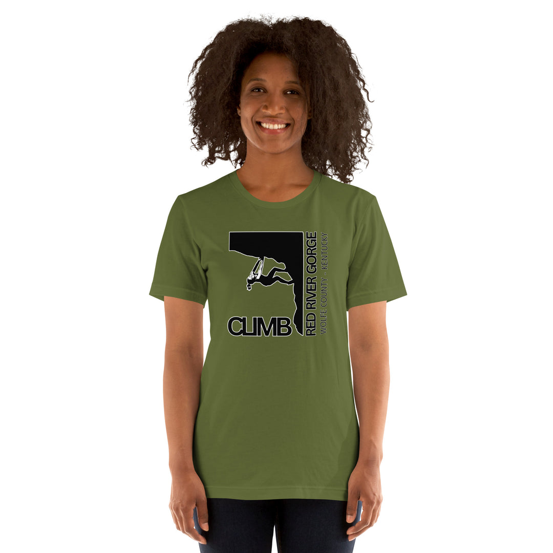 "Climb Red River Gorge" Female Climber Unisex t-shirt