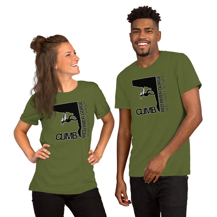 "Climb Red River Gorge" Female Climber Unisex t-shirt