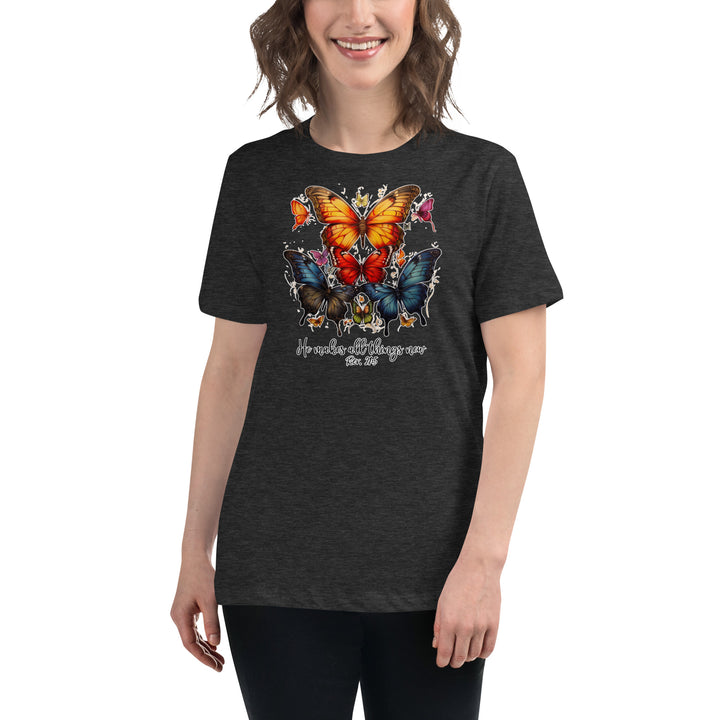 Butterflies "He Makes All Things New" Women's Relaxed T-Shirt