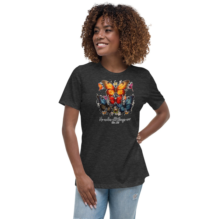 Butterflies "He Makes All Things New" Women's Relaxed T-Shirt