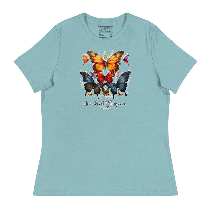 Butterflies "He Makes All Things New" Women's Relaxed T-Shirt