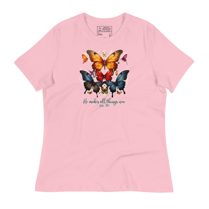 Butterflies "He Makes All Things New" Women's Relaxed T-Shirt